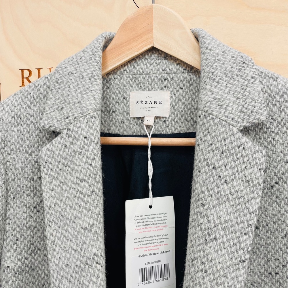 Sezane Johnson Coat, Grey, FR 40 - Picture 7 of 8